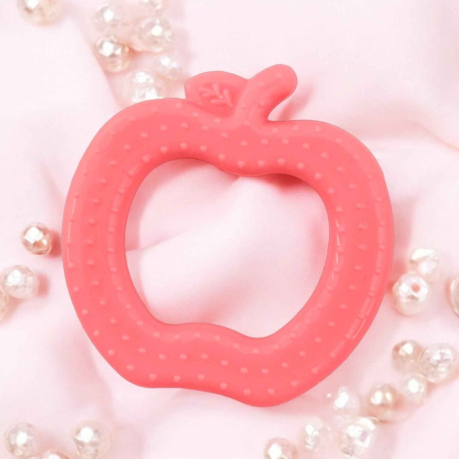 Pink Apple Soft Food Grade Silicon Teethers - BIS Certified