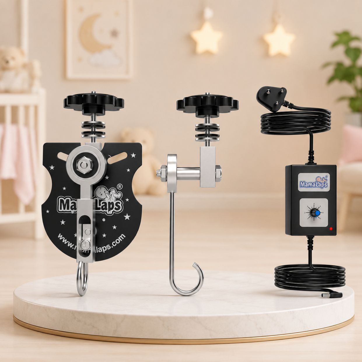 Black Universal Automatic Baby Cradle Premium Automation Kit