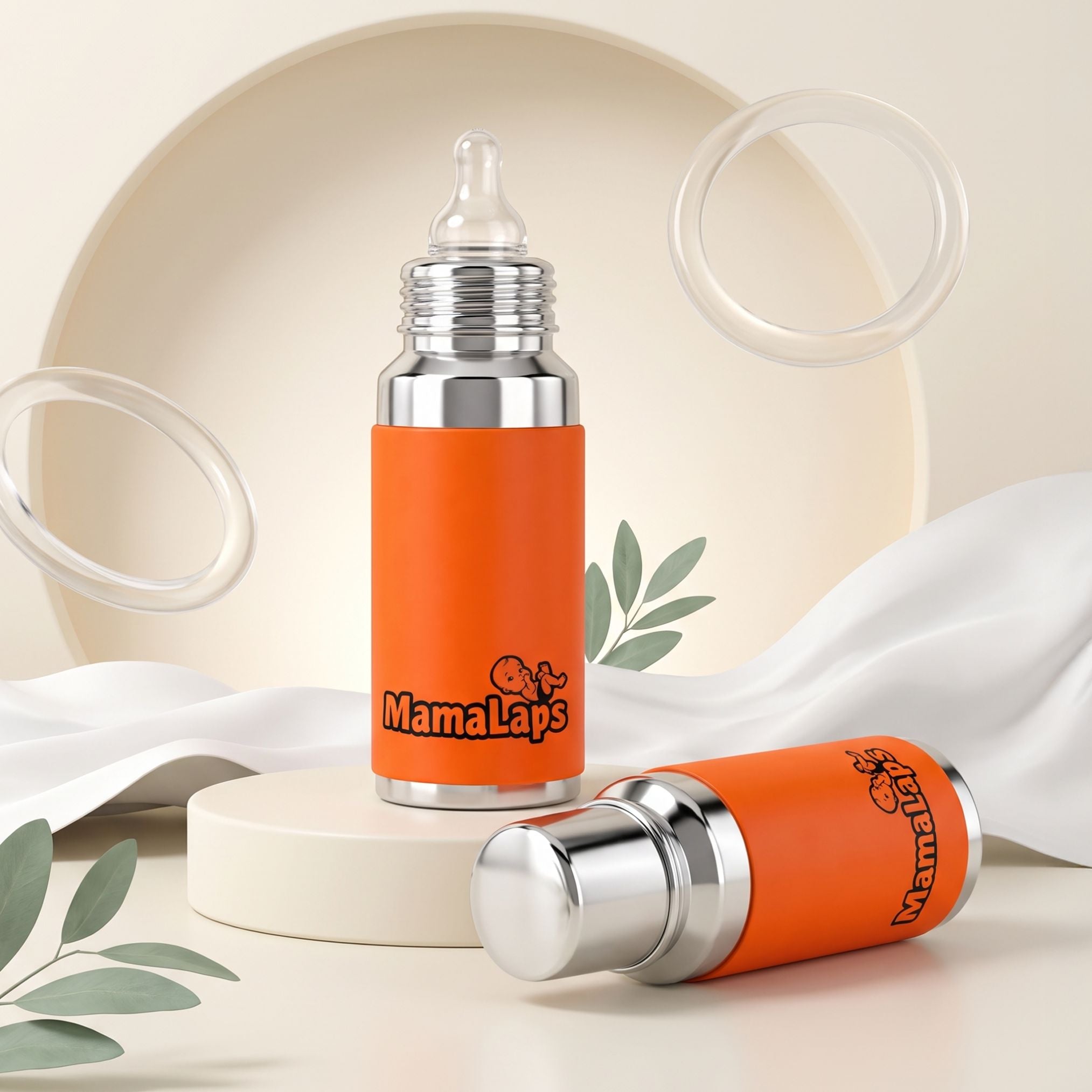 Baby Feeding Bottle Stainless Steel - Orange