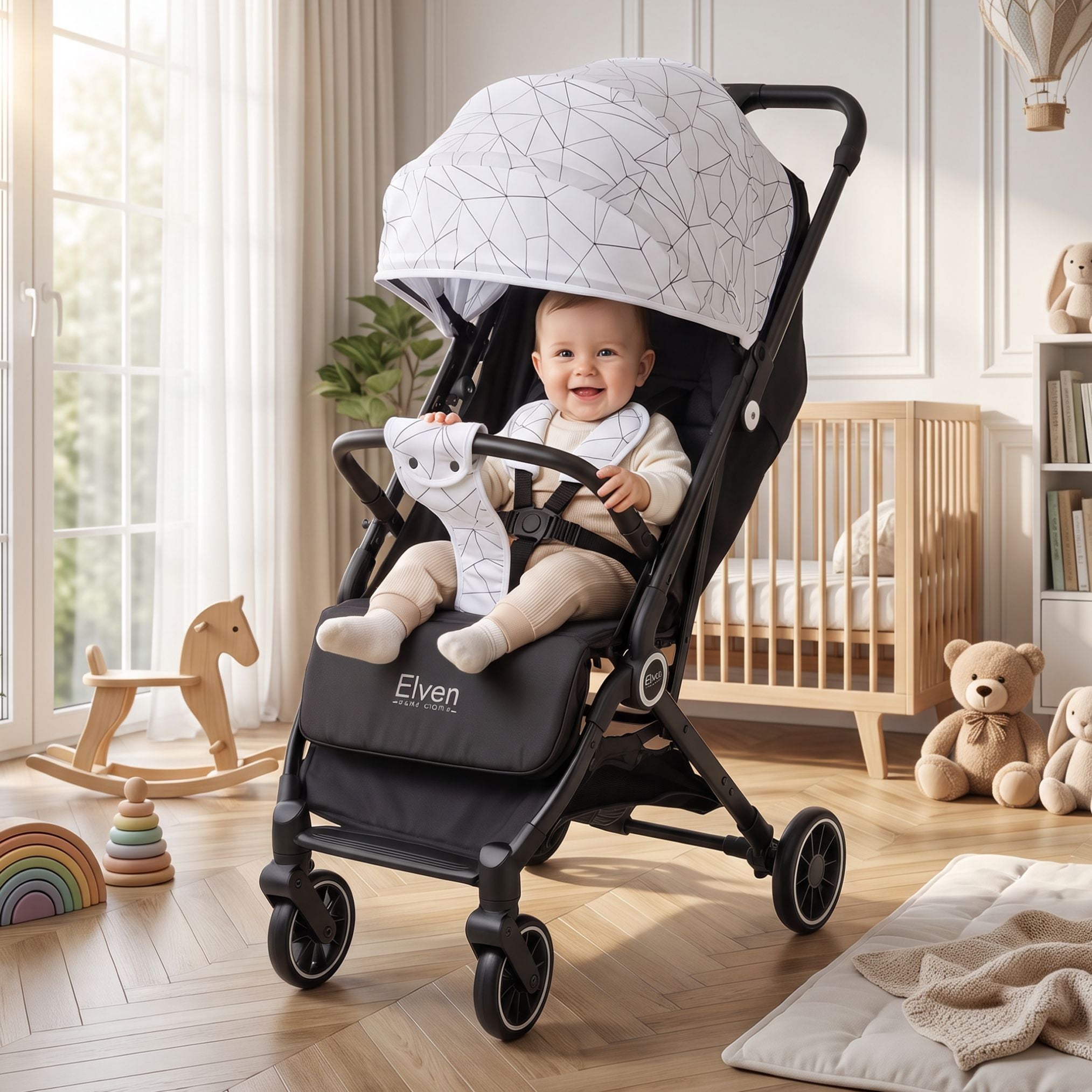 MamaLaps Elven baby stroller EasyFlyer (White Canopy)