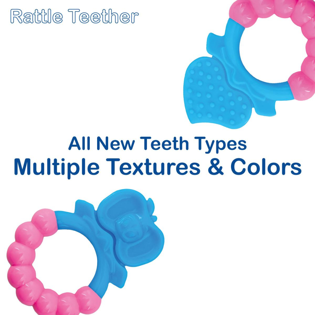 Pink Rattle Heart Soft Food Grade Silicon Teethers - BIS Certified - Image 3