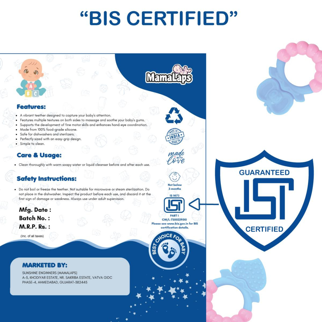 Pink Rattle Heart Soft Food Grade Silicon Teethers - BIS Certified - Image 4