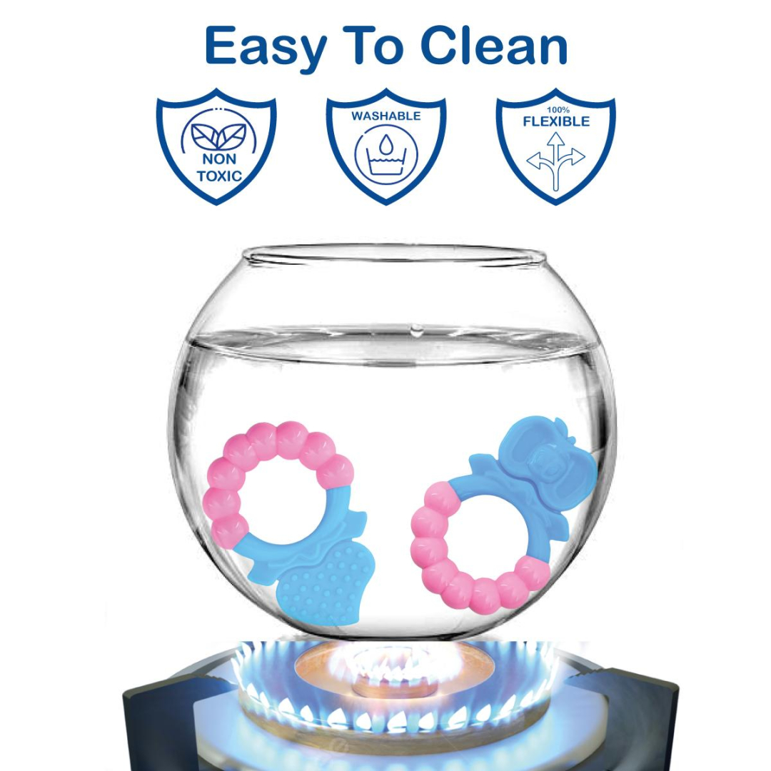 Pink Rattle Butterfly Soft Food Grade Silicon Teethers - BIS Certified - Image 4