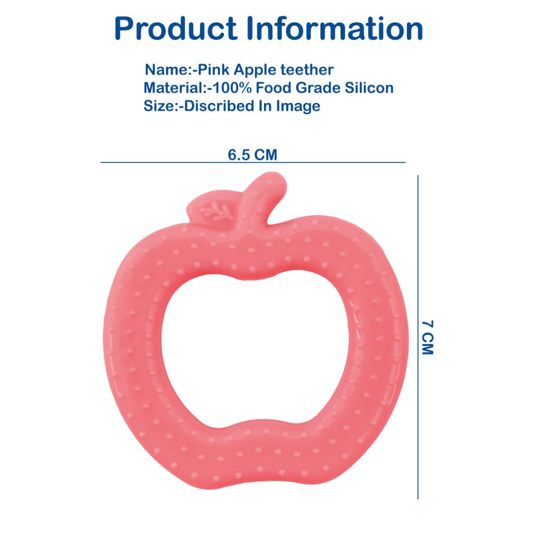 Pink Apple Soft Food Grade Silicon Teethers - BIS Certified - Image 2