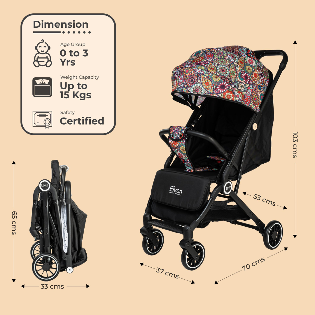 MamaLaps Elven baby stroller EasyFlyer (Pink Designed Canopy) - Image 3