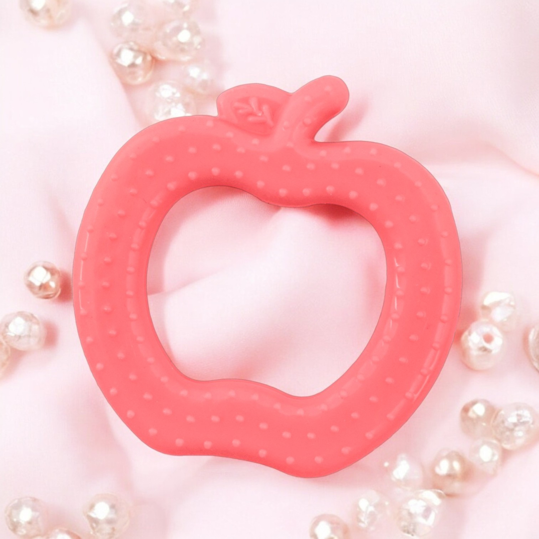Pink Apple Soft Food Grade Silicon Teethers - BIS Certified